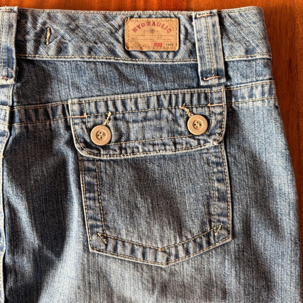 Vintage Hydraulic Women's Long Blue Denim Split Front Skirt Size 13/14‎ - Picture 8 of 8